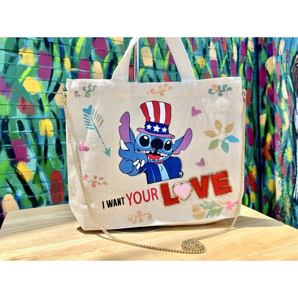LILO I Want Your Love Canvas Tote Bag - Crafted With Acrylic Stencils